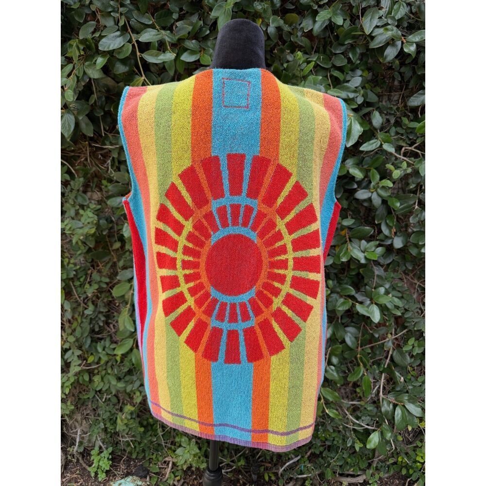 Upcycled Vest - Vintage Rainbow Towel