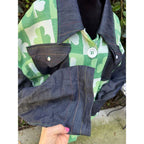 Upcycled Tablecloth Shacket - Shamrock & Denim