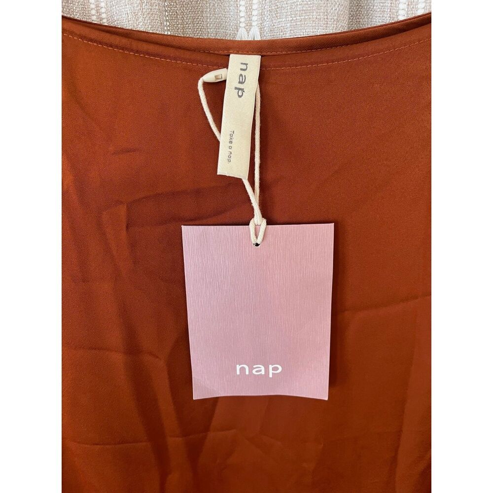 Nap	NWT Rust satin loungewear long sleeve midi dress / night gown