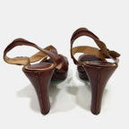 Frye Samantha Seam brown leather ankle strap platform heel sandal