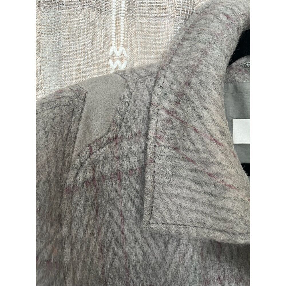 Vintage 80s grey wool plaid overcoat