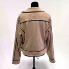 Laundry by Shelli Segal taupe micro suede moto jacket