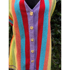 Upcycled Vest - Vintage Rainbow Towel