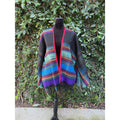 Upcycled Throw Blanket Kimono - Rainbow Fringe