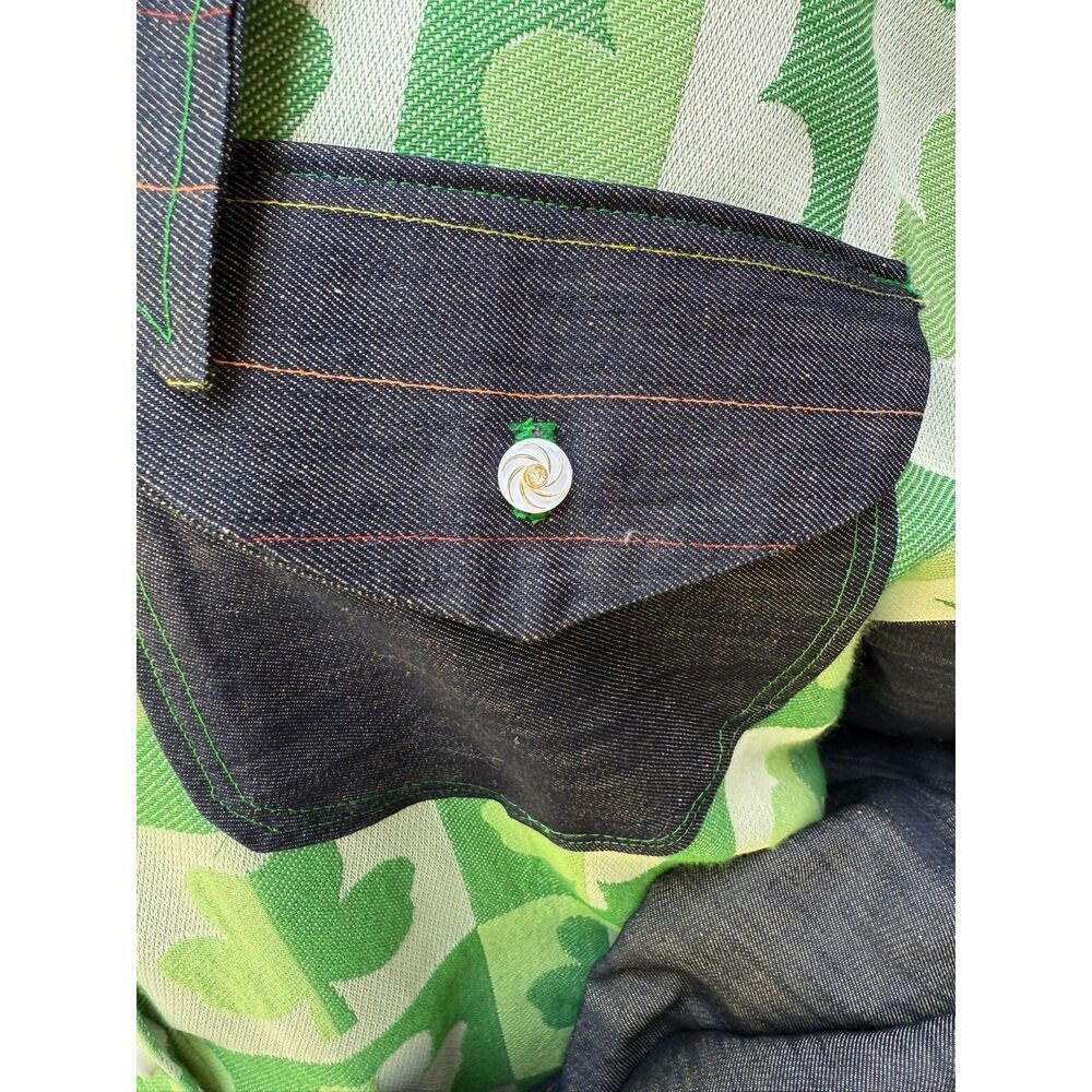Upcycled Tablecloth Shacket - Shamrock & Denim