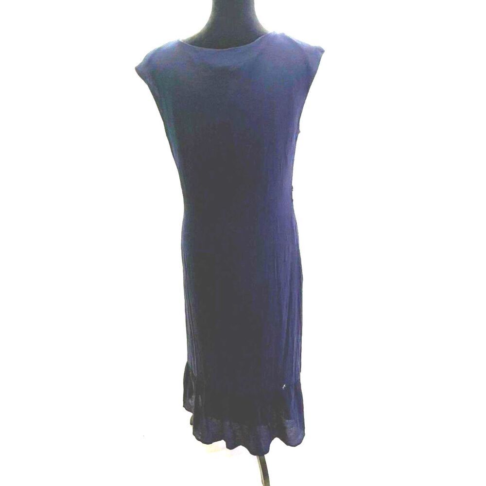 Nanette Lepore navy blue maxi drop ruffle