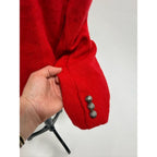 vintage red wool mandarin collar blazer w/ silver buttons