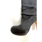 BCBG Mandy boot - Leather knee-high Moto Boots With Rubber Heel Cap