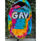 Upcycled Tie Dye Hoodie - Gay appliqué
