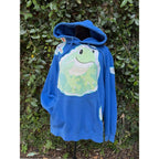 Upcycled Hoodie - Frog & Bug Appliqué