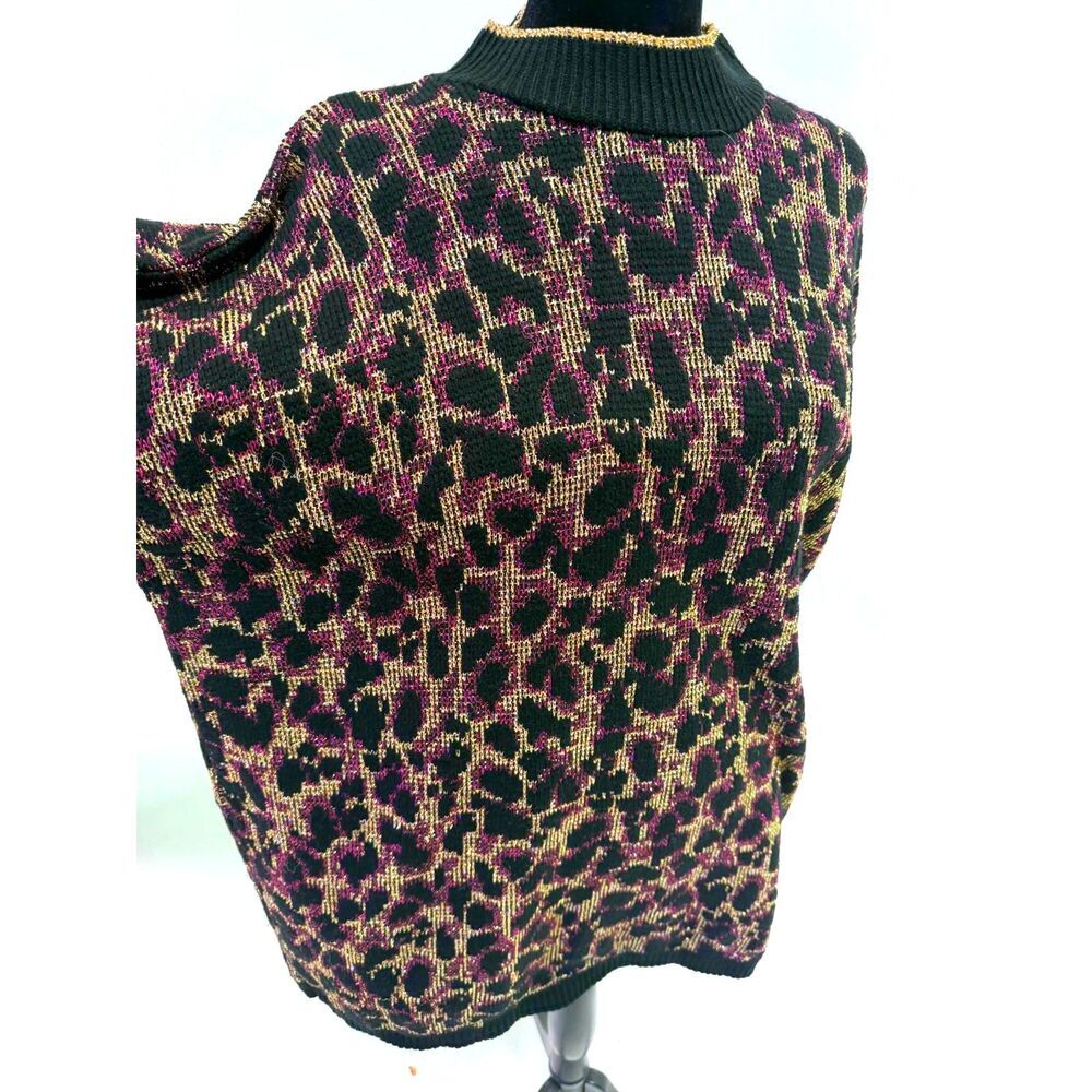 Just for Women vintage animal print gold glitter sweater