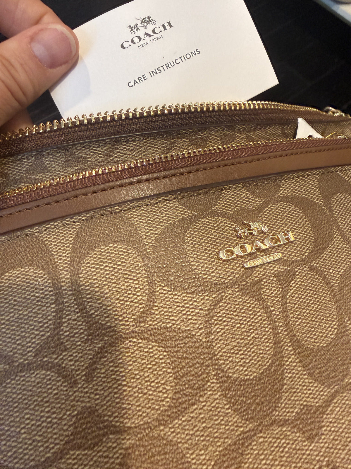 Coach Signature Canvas Crossbody Bag with Leather Trim