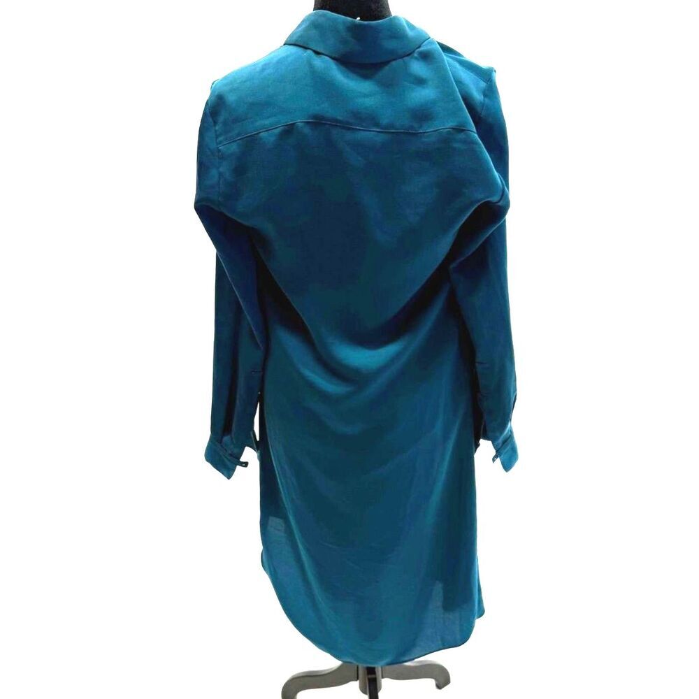 Halston Heritage teal slinky shirt dress