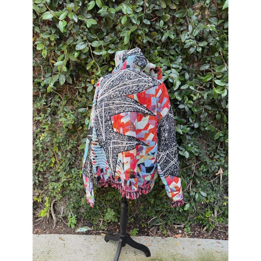 Upcycled Hoodie - Small Black Woven Blanket