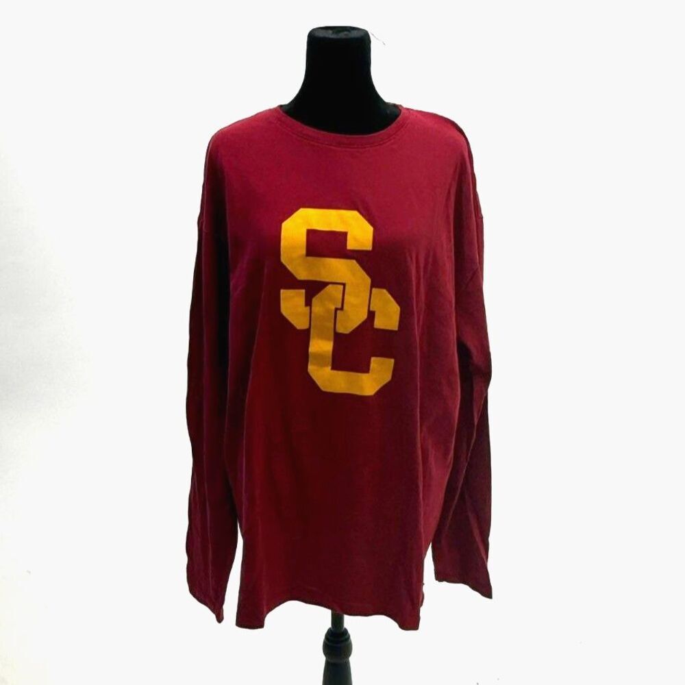 Blue 42 USC Trojans Red Gold Long sleeve logo tee