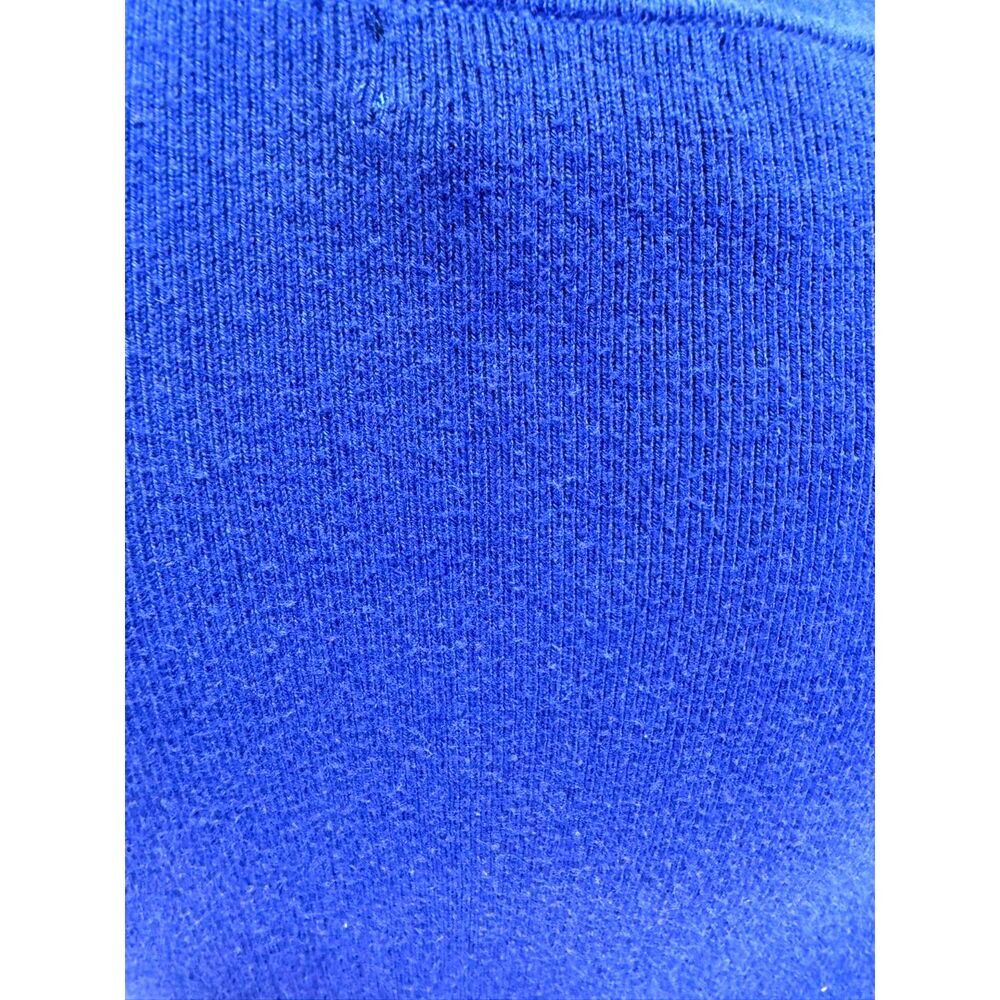 Halogen royal blue scalloped crew neck cotton blend sweater