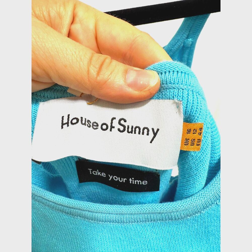 House of Sunny canopy knit midi sleeveless dress sky blue