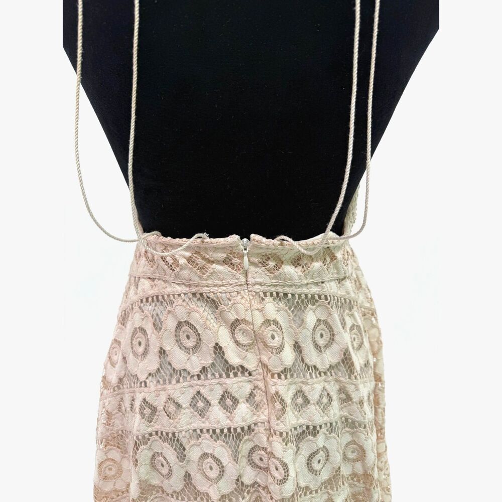 Free People cream lace halter asym knee length strappy open back sundress