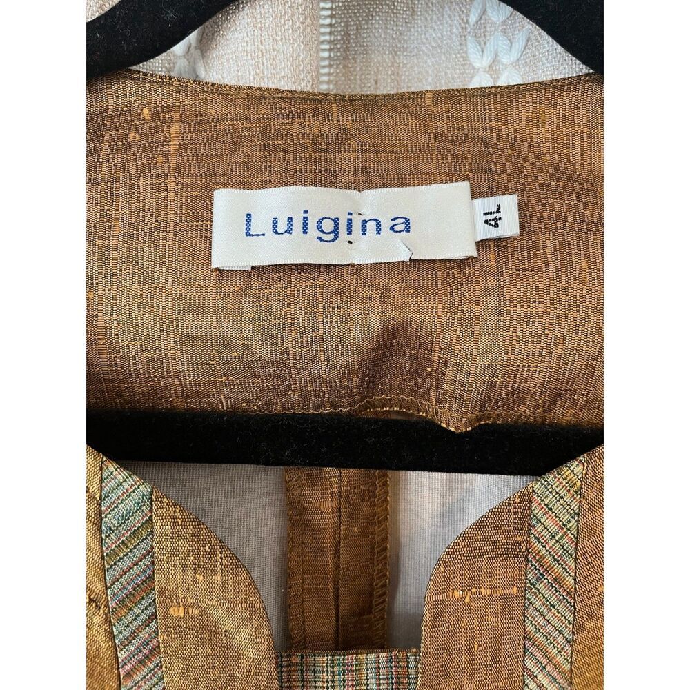Luigina copper pleated detail 3/4 sleeve blazer
