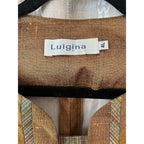 Luigina copper pleated detail 3/4 sleeve blazer