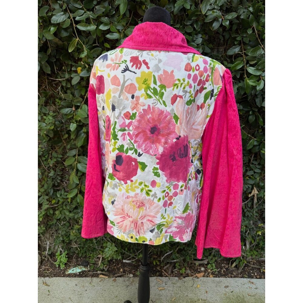 Upcycled Shower Curtain Shacket - pink floral