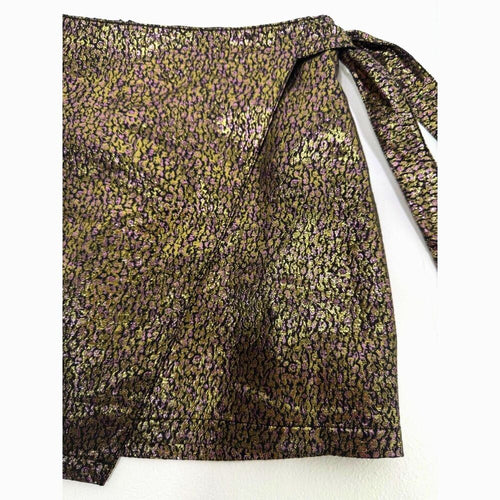 Express NWOT black w/ metallic gold purple abstract brocade mini skirt