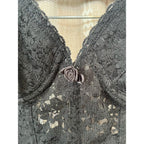 Vintage Fredericks of Hollywood 36D black lace strapless bustier bra