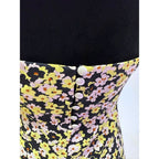 & Other Stories neon yellow black and white floral halter midi dress