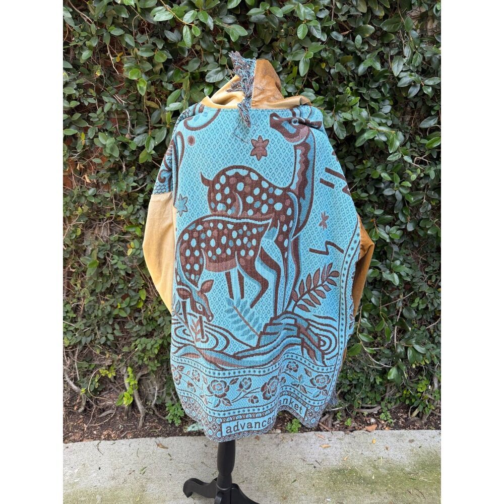 Upcycled Blanket & Curtain Hoodie - Deer Blanket
