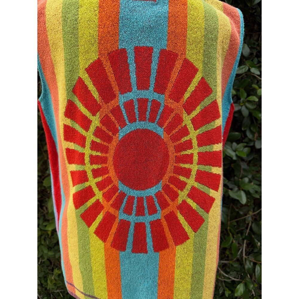 Upcycled Vest - Vintage Rainbow Towel