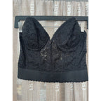 Vintage Fredericks of Hollywood 36D black lace strapless bustier bra