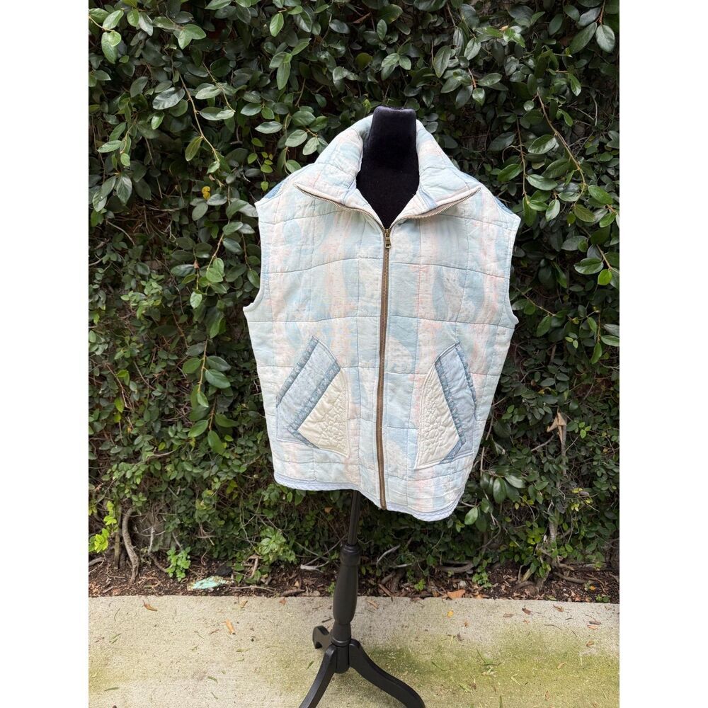 Upcycled Quilt Full Zip Vest - Cats & Star