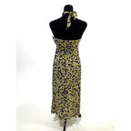 & Other Stories neon yellow black and white floral halter midi dress