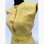 Nelly DeGrab NY vintage 60s yellow woven a-line knee length dress with belt