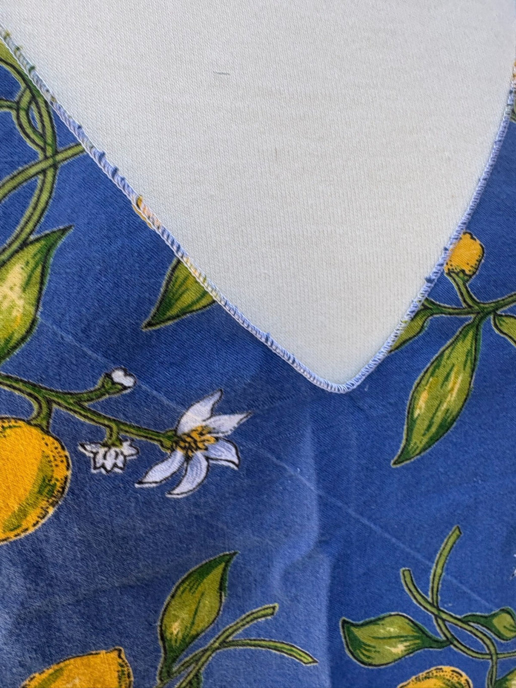 Upcycled lemon print dinner napkin set