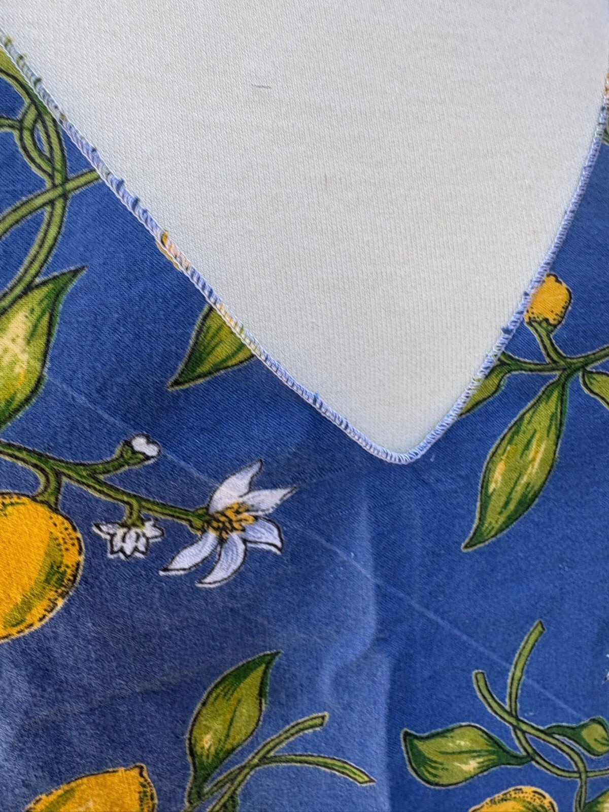Upcycled lemon print dinner napkin set
