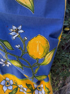 Upcycled lemon print dinner napkin set