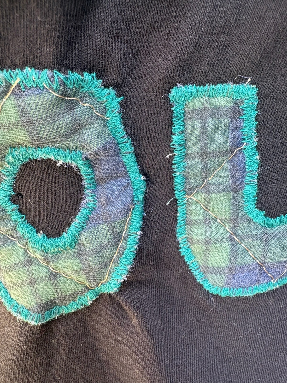 Upcycled Get Out appliqué long sleeve t-shirt