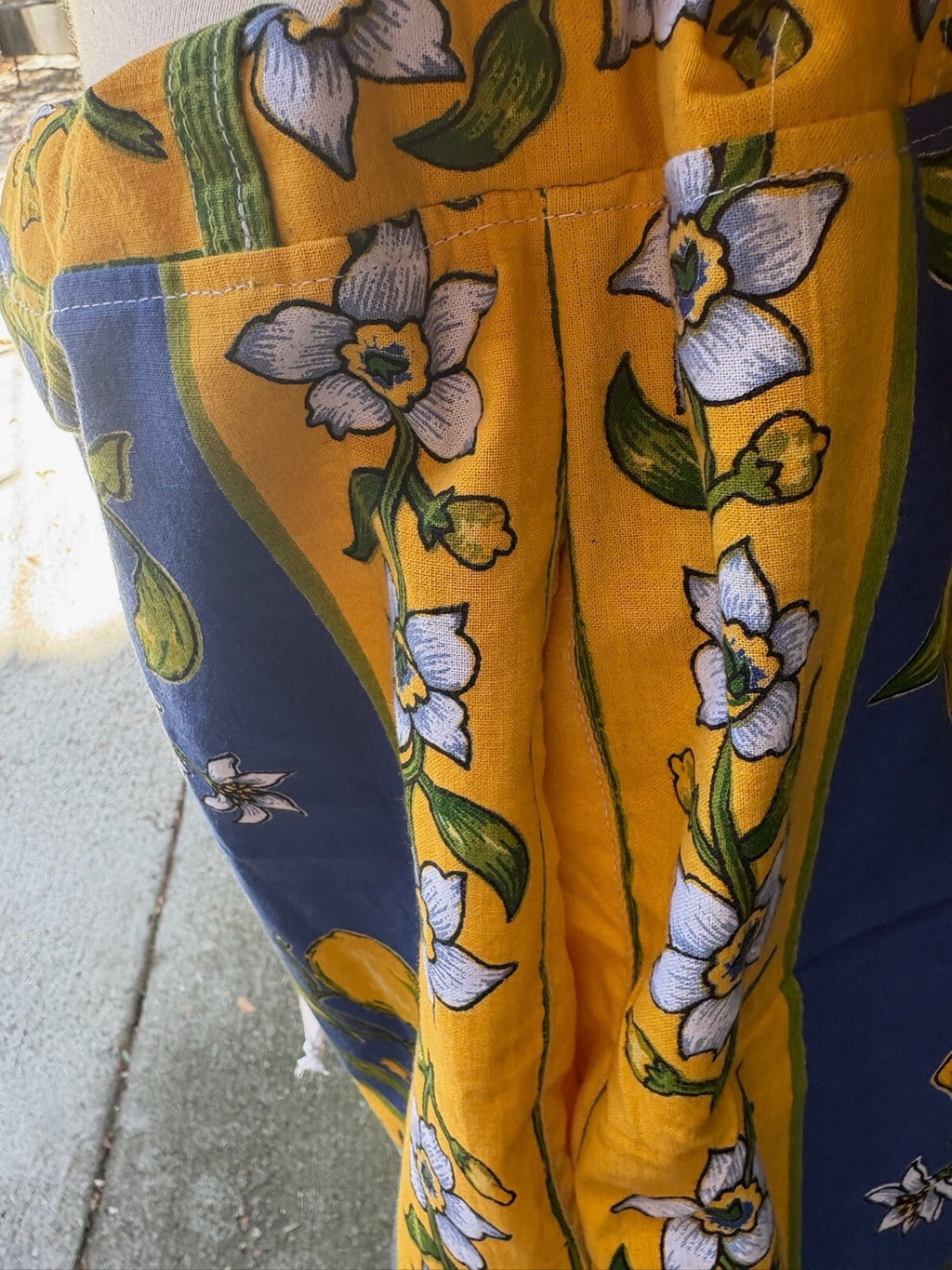 Upcycled lemon print dinner napkin set