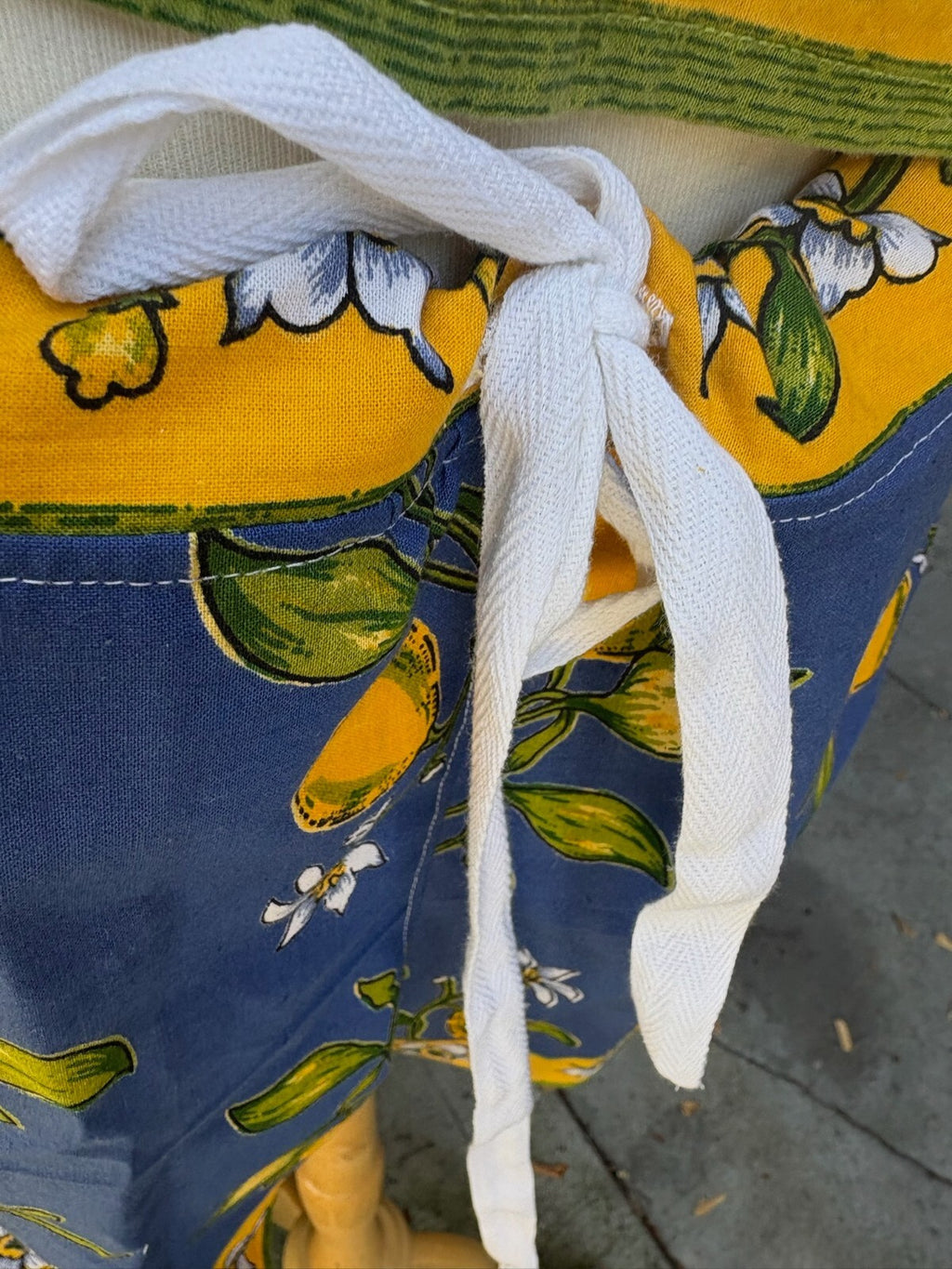 Upcycled lemon print dinner napkin set
