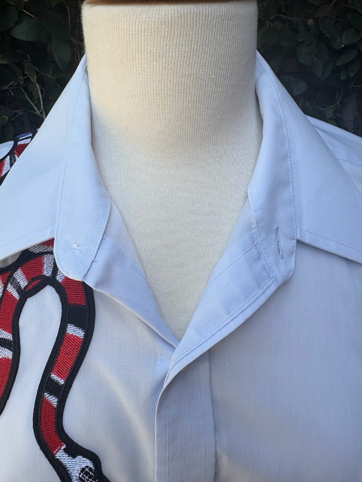 Upcycled cropped men's dress shirt - snake