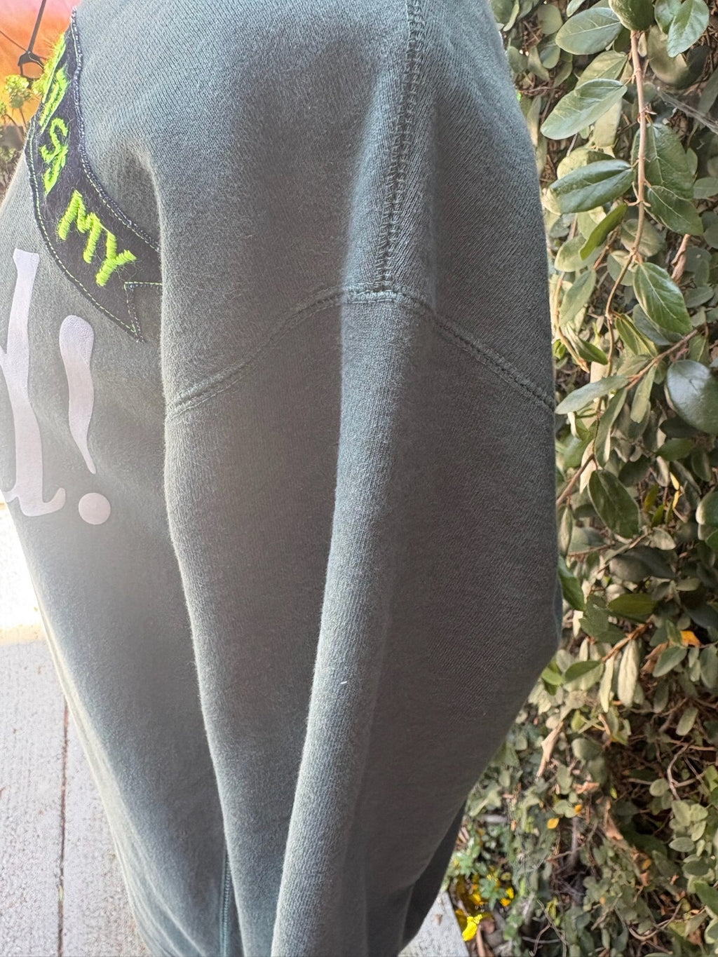 Upcycled AI Could Never... crewneck sweatshirt appliqué