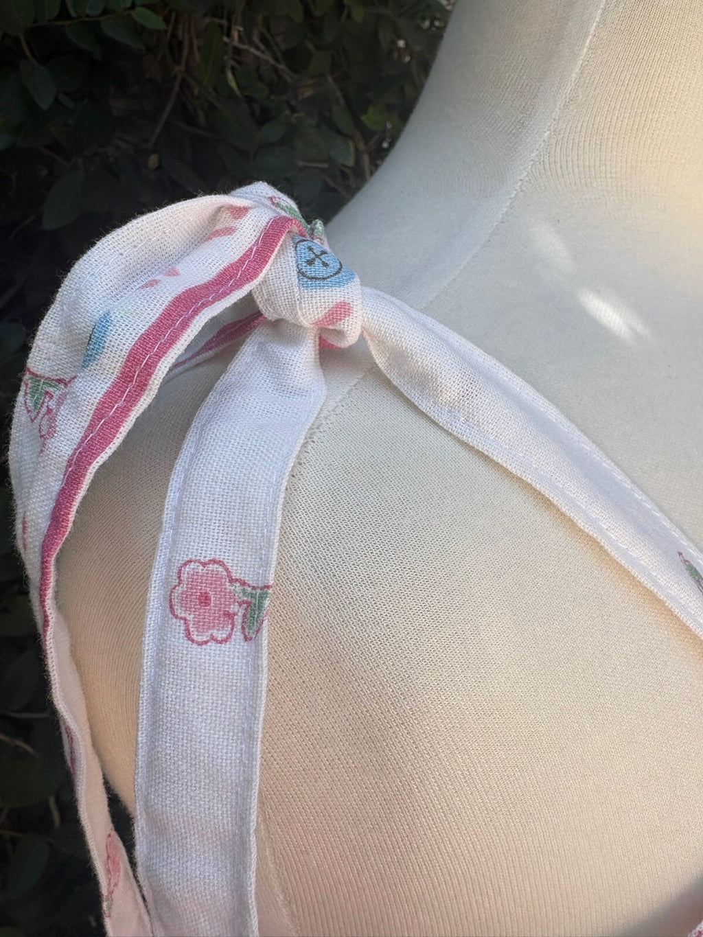 Upcycled vintage bunny garden print cotton tablecloth set