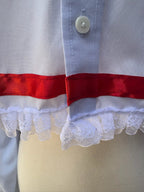 Upcycled cropped men's dress shirt - snake
