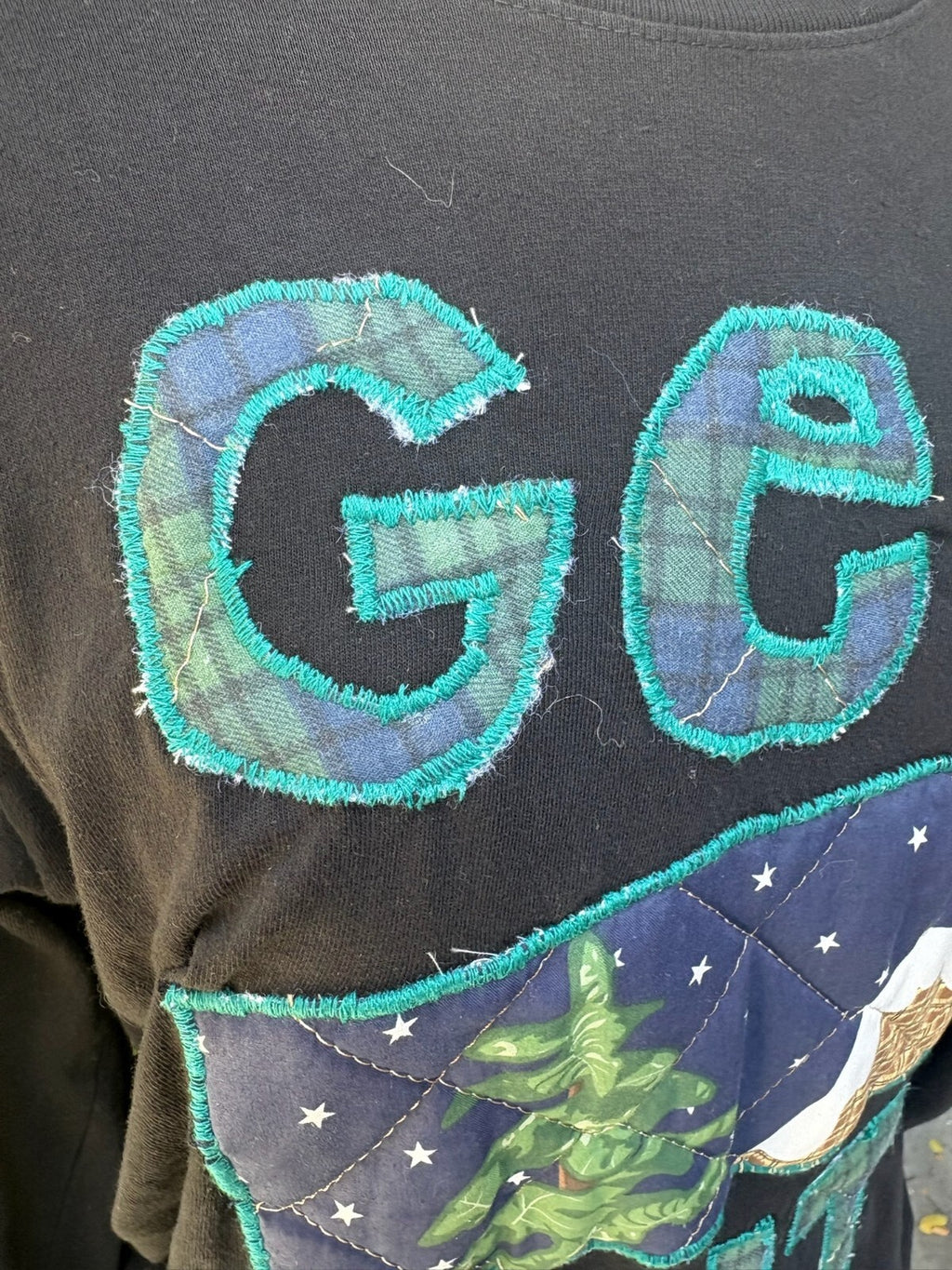 Upcycled Get Out appliqué long sleeve t-shirt