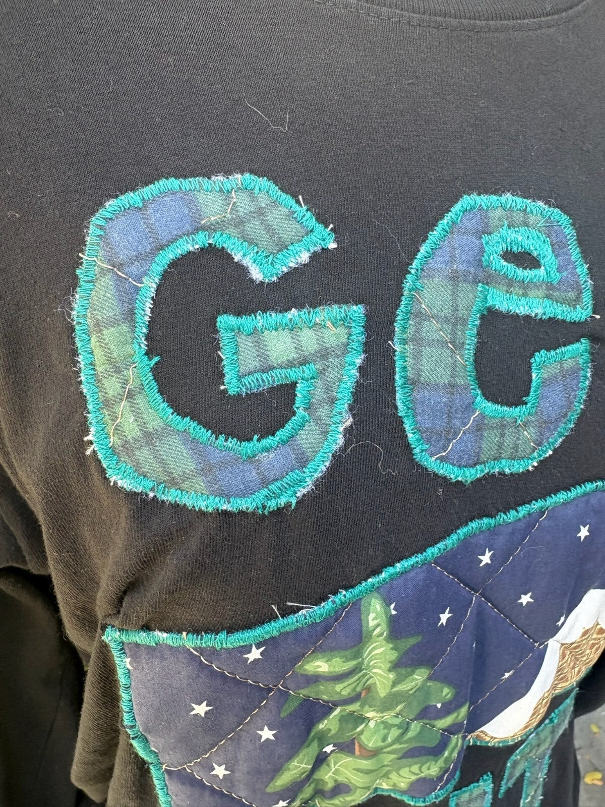Upcycled Get Out appliqué long sleeve t-shirt