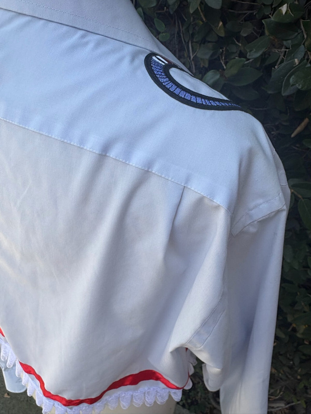 Upcycled cropped men's dress shirt - snake