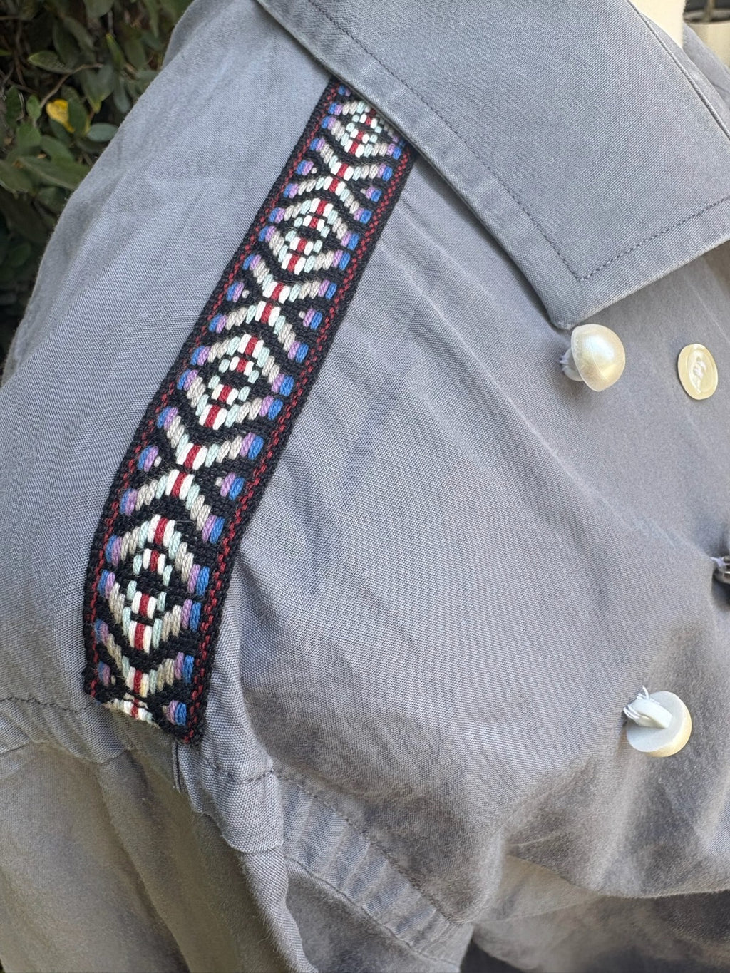 Upcycled cropped men's dress shirt - jellyfish
