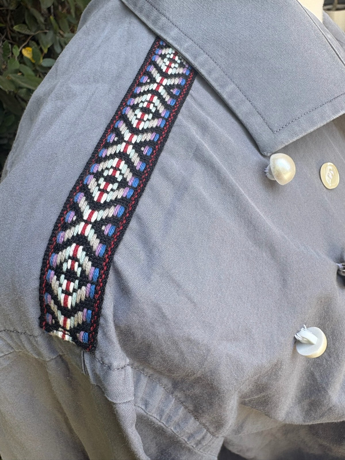 Upcycled cropped men's dress shirt - jellyfish