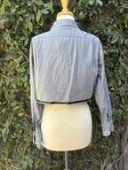 Upcycled cropped men's dress shirt - jellyfish
